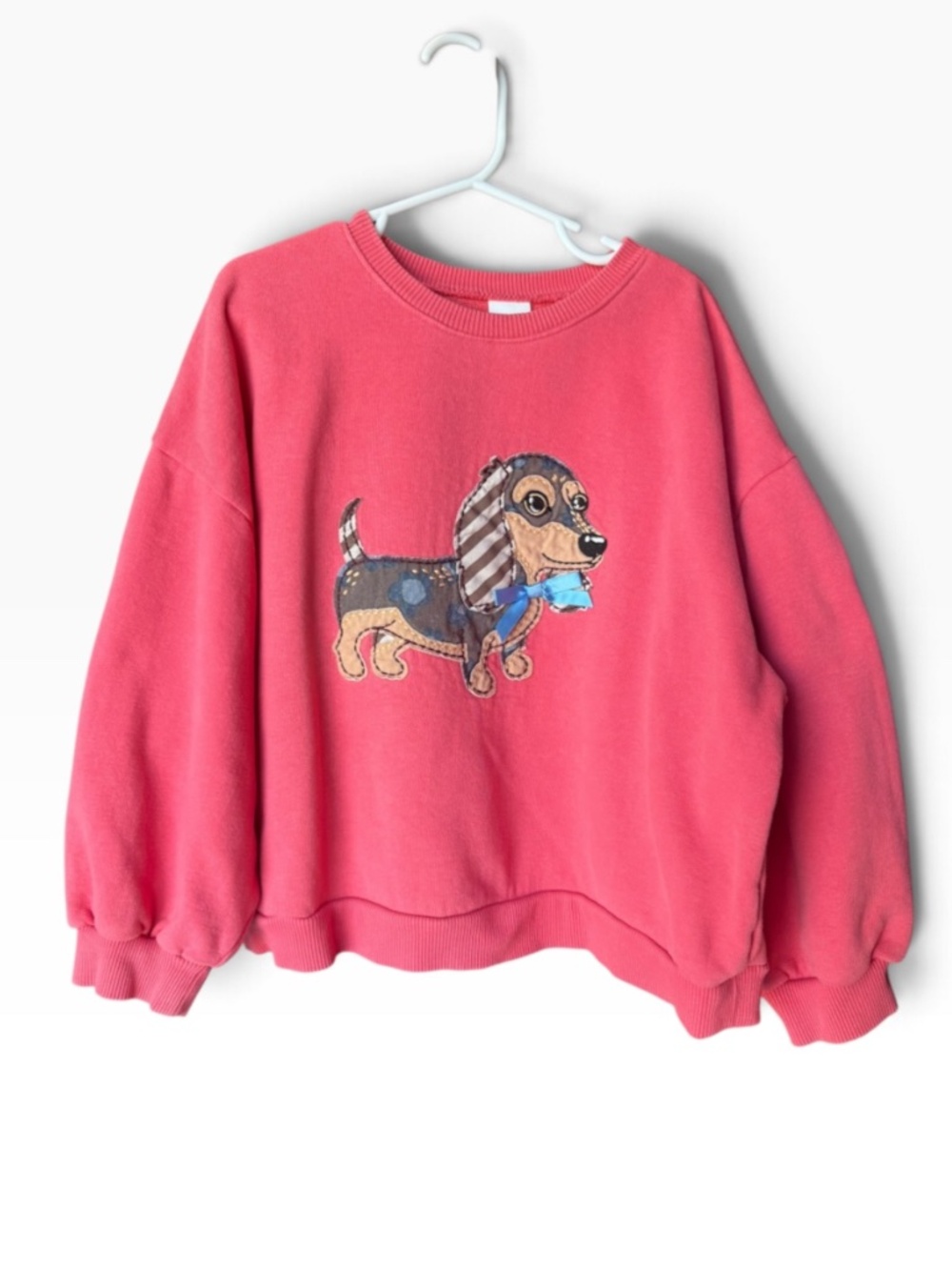 Next Girls Pink Dog Applique Sweatshirt Long Sleeve Pullover Size 6